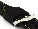 20mm Black/Yellow - Silicon Watch Strap / Band with Thread, Waterproof