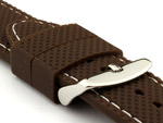 20mm Brown/White - Silicon Watch Strap / Band with Thread, Waterproof