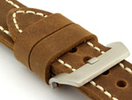 22mm Brown/White - Genuine Leather Hand-Stitched Watch Strap/Band SIRIUS