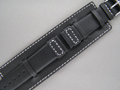 Leather Watch Strap SOLAR Black / White 22mm