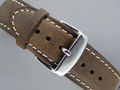 Leather Watch Strap TWISTER Dark Brown / White 20mm