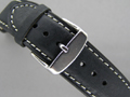 Leather Watch Strap TWISTER Black / White 24mm