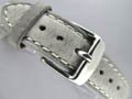 Leather Watch Strap TWISTER Grey / White 18mm