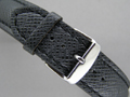 Leather Watch Strap VEGA Black / Black 22mm