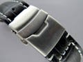 Leather Watch Strap CROCO VIP Deploy. Clasp Black 20mm