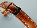 Leather Watch Strap CROCO XXXL Brown / White 20mm
