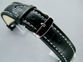 Leather Watch Strap CROCO XXXL Black / White 20mm