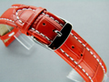 Leather Watch Strap CROCO XXXL Red / White 20mm