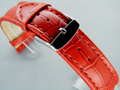 Leather Watch Strap CROCO XXXL Red / Red 18mm