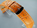Leather Watch Strap CROCO XXXL Orange / White 22mm