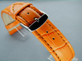 Leather Watch Strap CROCO XXXL Orange / Orange 18mm