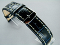 Leather Watch Strap CROCO XXXL Navy Blue / White 20mm