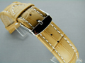 Leather Watch Strap CROCO XXXL Cream / White 24mm