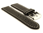 Leather Watch Band Kana Black / White 24mm