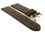 Leather Watch Band Kana Black / Orange 24mm