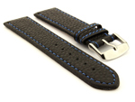 Leather Watch Band Kana Black / Blue 20mm