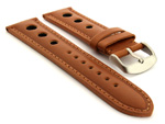 Racing Style Leather Watch Band Monte Carlo Brown 20mm