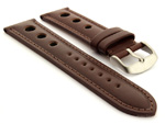 Racing Style Leather Watch Band Monte Carlo Dark Brown 20mm