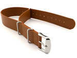 Leather NATO Watch Strap Band (3 rings) Brown(Tan) 24mm