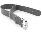 Leather NATO Watch Strap Band (3 rings) Grey 18mm