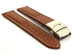 Genuine Shark Skin Watch Band with Deployment Clasp Brown 18mm