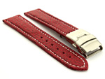 Genuine Shark Skin Watch Band with Deployment Clasp Red 22mm