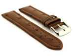 Genuine Ostrich Leather Watch Strap Amsterdam Dark Brown 18mm