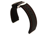 Notched Corners Silicone Watch Strap Waterproof Astro Black / Red 20mm