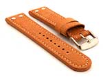 Riveted Suede Leather Watch Strap in Aviator Style Brandy 22mm