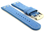Riveted Suede Leather Watch Strap in Aviator Style Light Blue 22mm