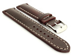 Leather Watch Strap fits Breitling Burgundy / White 24mm