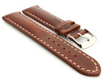 Leather Watch Strap fits Breitling Rudy Brown / White 24mm