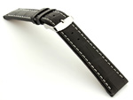 Extra Long Watch Strap Croco Black / White 24mm