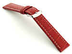 Extra Long Watch Strap Croco Red / White 18mm
