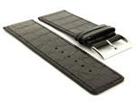 Glossy Leather Watch Strap Croco Spec WB Black 38mm