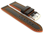 Leather Watch Strap Orion Black / Orange 22mm