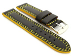 Leather Watch Strap Orion Black / Yellow 28mm