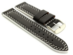 Leather Watch Strap Orion Black / White 28mm