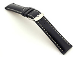 Padded Genuine Leather Watch Strap SAHARA Blue/White 24mm