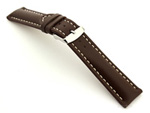 Padded Genuine Leather Watch Strap SAHARA Dark Brown/White 24mm