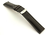 Padded Genuine Leather Watch Strap SAHARA Grey/Grey 24mm