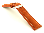 Padded Genuine Leather Watch Strap SAHARA Orange/White 24mm