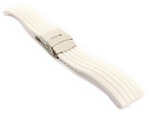 Silicone Watch Strap GS with Deployment Clasp Waterproof White 24mm