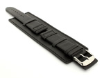 Leather Watch Strap with Wrist Cuff - Solar Black / Black 24mm