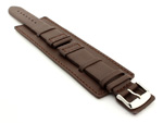 Leather Watch Strap with Wrist Cuff - Solar Dark Brown / Brown 24mm