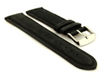 Suede Genuine Leather Watch Strap Teacher Black 22mm