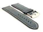 Leather Watch Strap Twister Blue / White 24mm