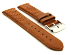 Elegant Cross Stitched Leather Watch Strap Vinci Brown 20mm