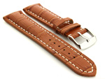 Leather Watch Strap VIP - Alligator Grain Brown 22mm