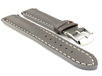 Padded Genuine Leather Watch Strap SAHARA Grey/White 22mm